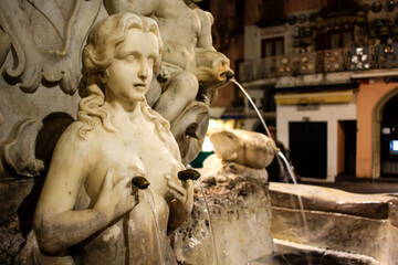 Element of the Saint Andrew's Fountain at Piazza del Duomo in Amalfi town, Amalfi coast, Italy....