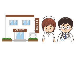 診療所と医師と看護師