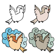 Hand drawn vector bird set