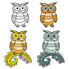 Hand drawn vector bird set