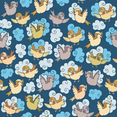 Fotobehang Cartoon birds vector seamless pattern © KTVector