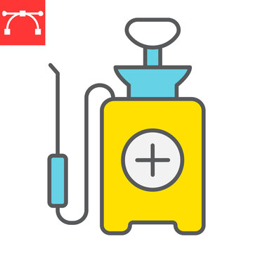 Disinfection Pressure Sprayer Color Line Icon, Hygiene And Disinfection, Disinfectant Canister Sign Vector Graphics, Editable Stroke Filled Outline Icon, Eps 10.