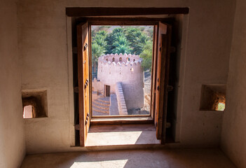 A window view in the old castle in Oman.