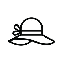 Hat outline icon isolated on white background, Straw hat line icon, Summer hat vector illustration for logo, ui, web, apps, banner, poster, brochure, infographic, etc.