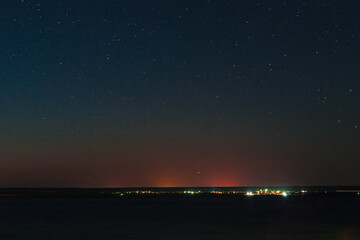 Night lights of the city standing on the black sea coast