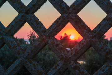 Beautiful sunset over the sea coast of Crimea