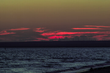 Beautiful sunset over the sea coast of Crimea