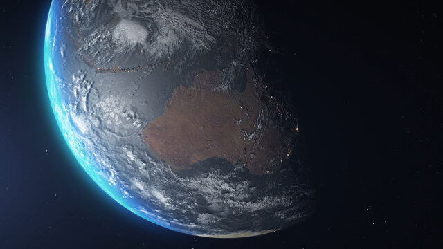 3D Rendering-Australia Continent Map ,Outer Space Travel Concept 3D 