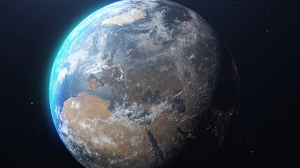 3D rendering- Europe, Earth Space view
Map ,Outer Space Travel Concept 3D 
