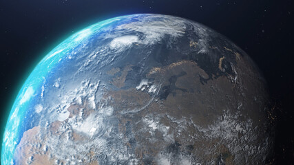 3D rendering- North Pole, Earth Space view
Map ,Outer Space Travel Concept 3D 
, North Pole
