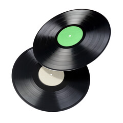 Two 12-inch vinyl records with blank label isolated.