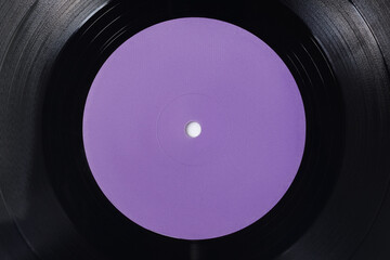 Violette blank label of LP vinyl record.