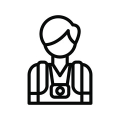 Travel man outline icon isolated on white background, Travel guy line icon, Man travelling vector illustration for logo, ui, web, apps, banner, poster, brochure, infographic, etc.
