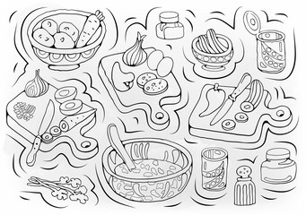 Home Cooking vector sketchy illustration.