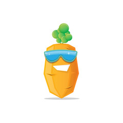 vector funny cartoon carrot character with sunglasses isolated on white background. funky smiling summer vegetable character