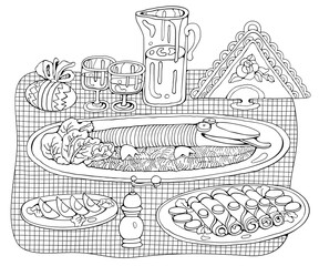 Home Cooking sketchy vector illustration.