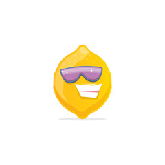 vector funny cartoon lemon character with sunglasses isolated on white background. funky smiling summer fruit character