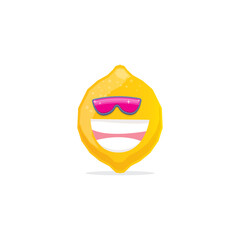 vector funny cartoon lemon character with sunglasses isolated on white background. funky smiling summer fruit character