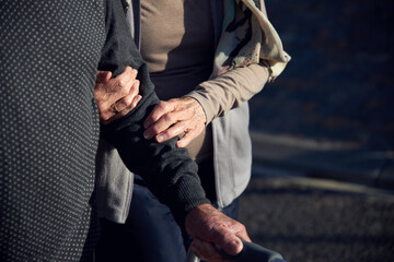 Active senior couple on outdoor walk