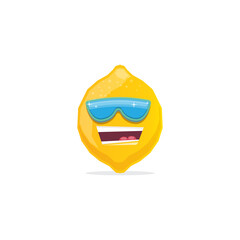 vector funny cartoon lemon character with sunglasses isolated on white background. funky smiling summer fruit character