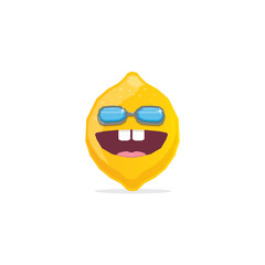 vector funny cartoon lemon character with sunglasses isolated on white background. funky smiling summer fruit character