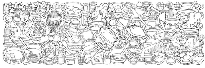 Home Cooking illustration. food banner design