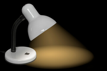 Electric table lamp on a black background