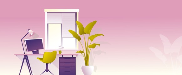 interior workplace at home office banner