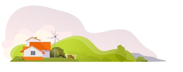 Country house rural landscape banner