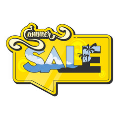 Summer Sale Banner with Tropical Beach Shape Style