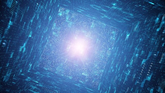 Inside A Quantum Computer. Transfer Of Information, Cloud Computing And Big Data Concept