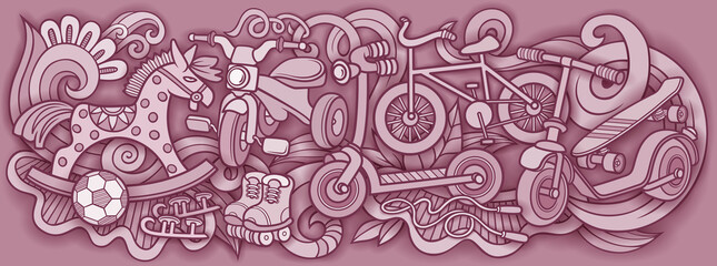 Cartoon cute doodles kids toys illustration