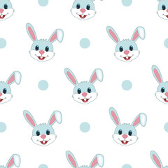Cute rabbit seamless pattern vector on isolated white background.