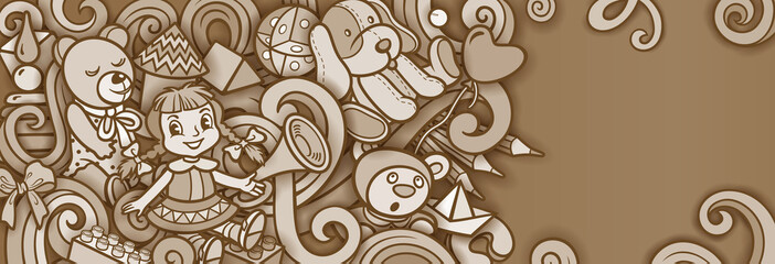 Cartoon cute doodles kids toys illustration