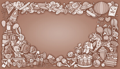 Cartoon cute doodles kids toys illustration