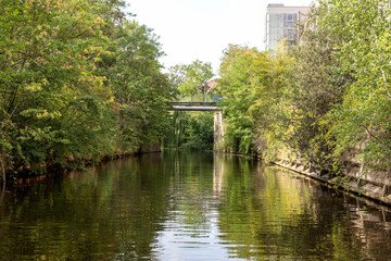 Fototapeta premium Karl Heine Canal in Leipzig. Saxony. Germany. This is a wonderful place for water sports