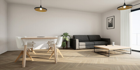 grande pièce de vie salon séjour vue 3d 02