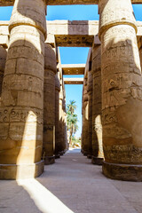 Columns in the great hypostyle hall of the Karnak temple