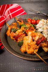 Kebab - grilled meat and vegetables salad.