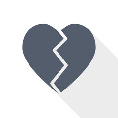 Broken heart flat design vector icon