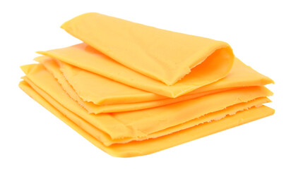 processed sliced cheese isolated on white - 367345546