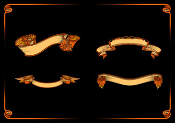 set of ribbons with gold ornaments
