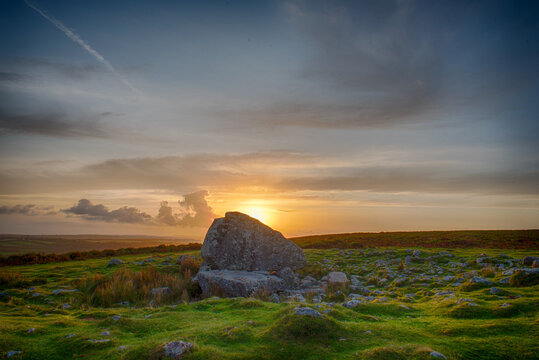 Arthur's Stone ( Maen Ceti), Gower, Wales, UK at sunrise.