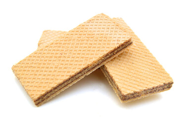 Wafers with chocolate on a white background