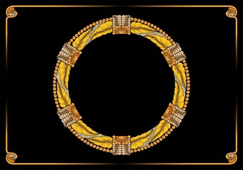 gold frame with isolated diamonds