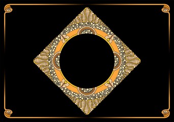 golden frame with an abstract background and floral ornaments