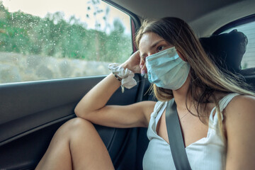 Girl looking out of the car window