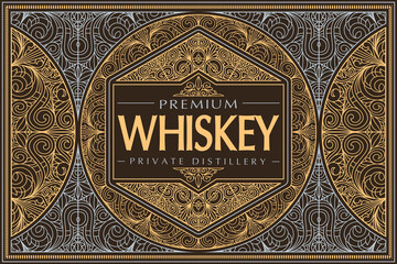 Whiskey - ornate vintage decorative label