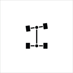 chassis, steering rack, isolated icon on white background, auto service, repair, car detail