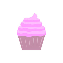 Cupcake Flat Design Dessert Icon Flat style vector illustration. muffins icon.  Multicolor cute cupcake sign for flyers, postcards, stickers, prints, posters, decorations. eps10